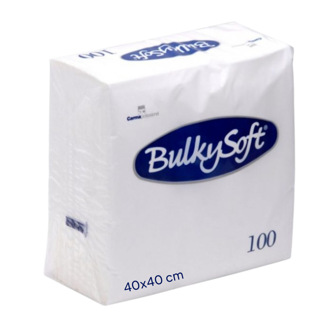 Bulkysoft Luxury White Napkins 2000pcs – 40×40 cm