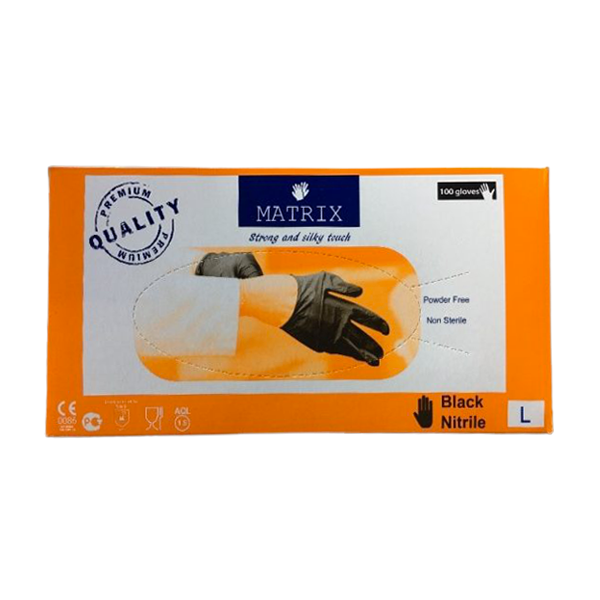 BLACK NITRILE POWDER FREE GLOVE L * 100 Pcs